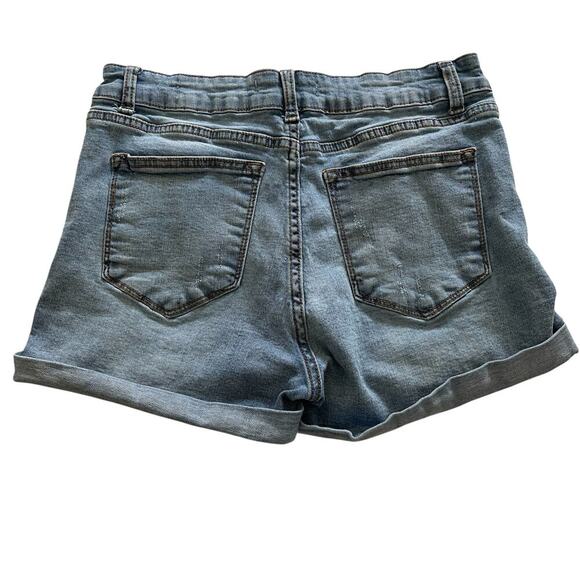 Rancan Distressed Cuffed Hem Medium Wash denim shorts Size11 Women’s - Picture 2 of 5